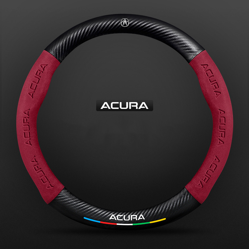 TrackVibe | Red Carbon Suede Steering Wheel Cover – Anti-Slip & Wear-Resistant