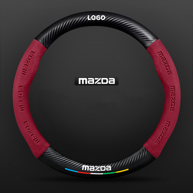 TrackVibe | Red Carbon Suede Steering Wheel Cover – Anti-Slip & Wear-Resistant