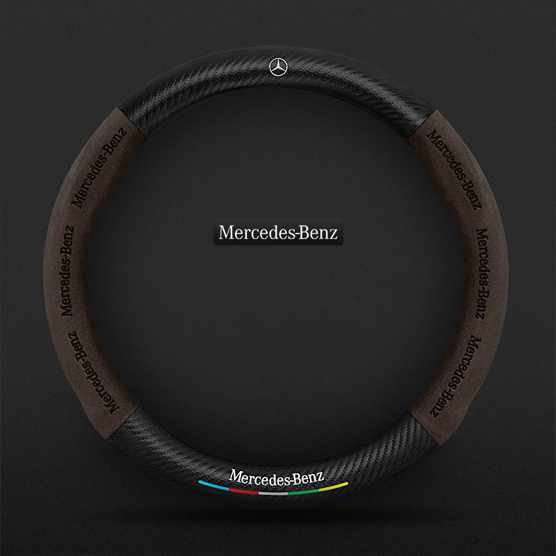 TrackVibe | Deep Brown Carbon Suede Steering Wheel Cover – Anti-Slip & Wear-Resistant