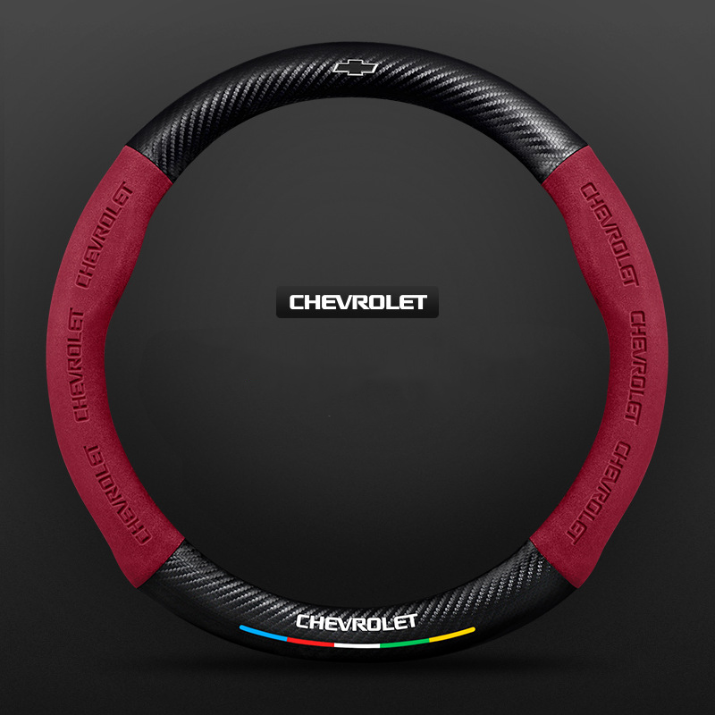 TrackVibe | Red Carbon Suede Steering Wheel Cover – Anti-Slip & Wear-Resistant