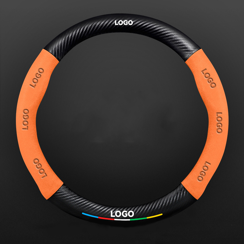 TrackVibe | Orange Carbon Suede Steering Wheel Cover – Anti-Slip & Wear-Resistant