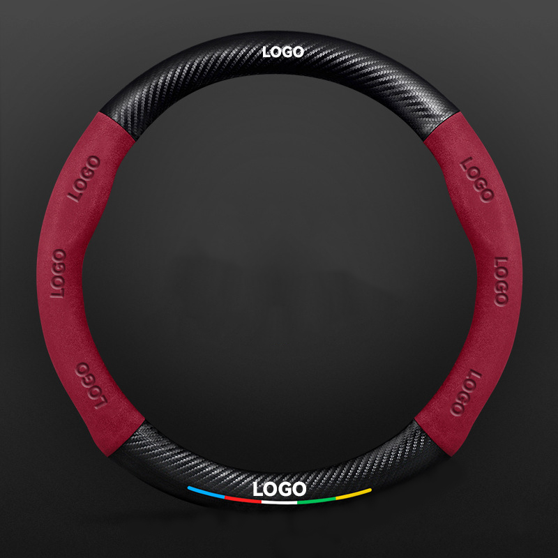 TrackVibe | Red Carbon Suede Steering Wheel Cover – Anti-Slip & Wear-Resistant