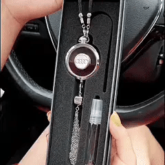LuxDrive™ Crystal Logo-Refined Car Diffuser — Premium Metallic Hanging Pendant for Interior Aesthetics