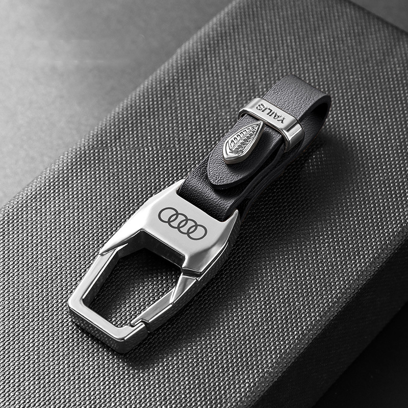 Luxury Leather Car Keychain with Heavy-Duty Quick-Release Metal Clip