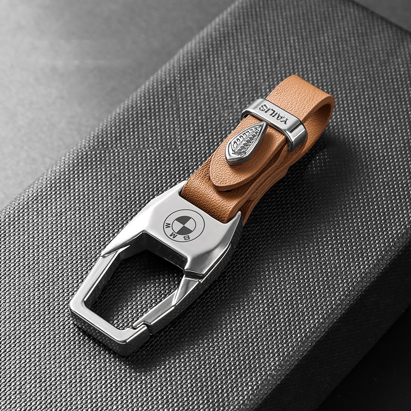 Luxury Leather Car Keychain with Heavy-Duty Quick-Release Metal Clip