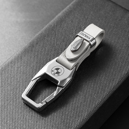 Luxury Leather Car Keychain with Heavy-Duty Quick-Release Metal Clip