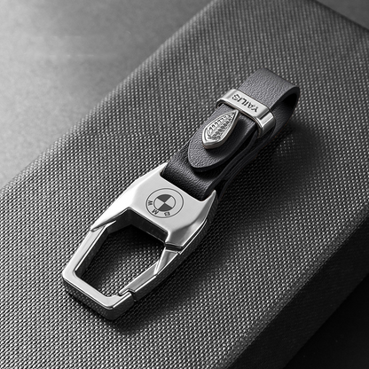 Luxury Leather Car Keychain with Heavy-Duty Quick-Release Metal Clip