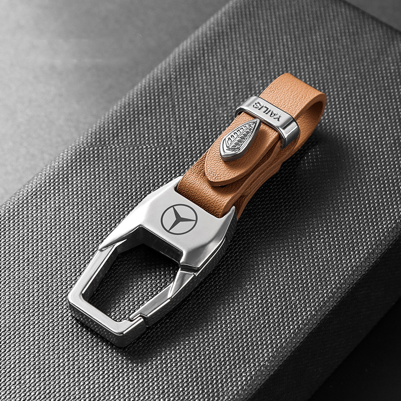 Luxury Leather Car Keychain with Heavy-Duty Quick-Release Metal Clip