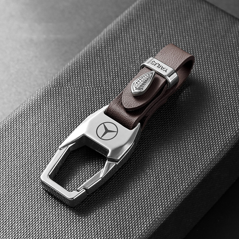 Luxury Leather Car Keychain with Heavy-Duty Quick-Release Metal Clip