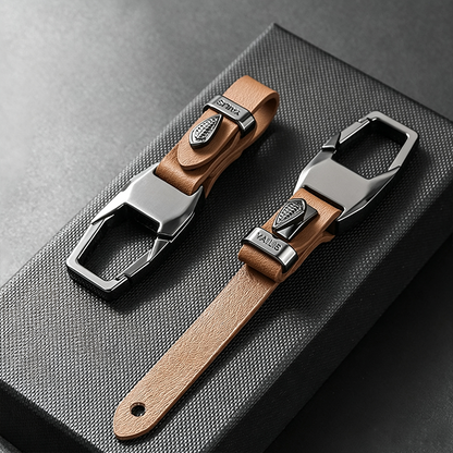Luxury Leather Car Keychain with Heavy-Duty Quick-Release Metal Clip