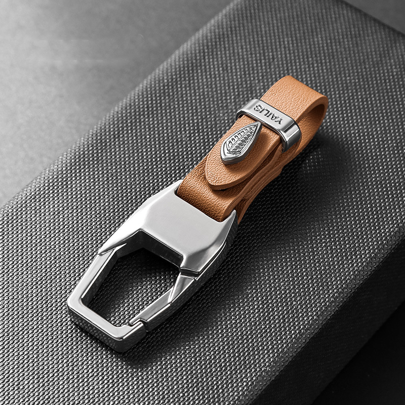 Luxury Leather Car Keychain with Heavy-Duty Quick-Release Metal Clip