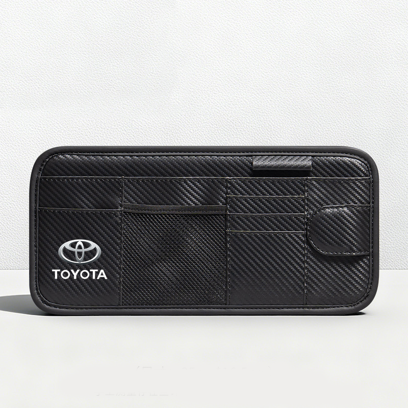 Car Sun Visor Leather Organizer Pouch with Magnetic Sunglasses Clip