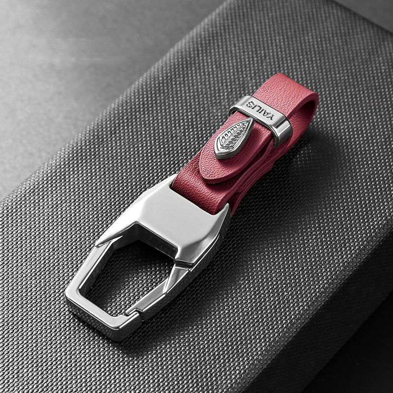 Luxury Leather Car Keychain with Heavy-Duty Quick-Release Metal Clip
