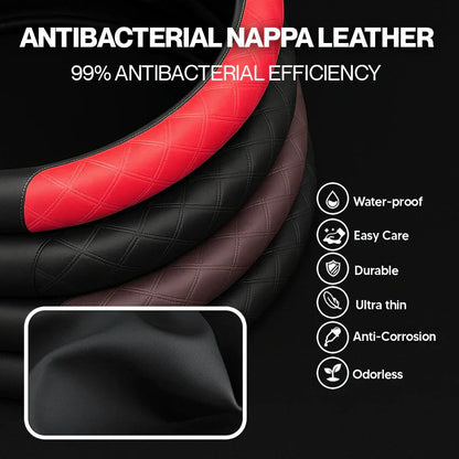 DriveCore Elite Grip Steering Wheel Cover – Sweat-Resistant Leather & Performance Boost