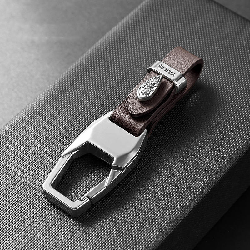 Luxury Leather Car Keychain with Heavy-Duty Quick-Release Metal Clip