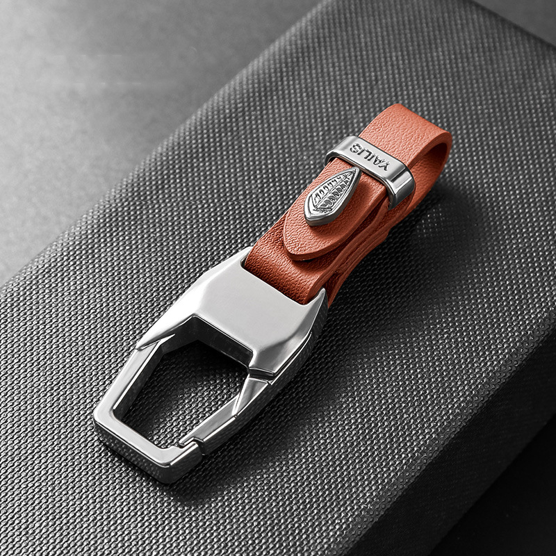 Luxury Leather Car Keychain with Heavy-Duty Quick-Release Metal Clip