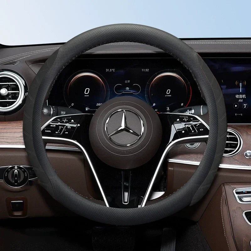 DriveCore Elite Grip Steering Wheel Cover – Sweat-Resistant Leather & Performance Boost
