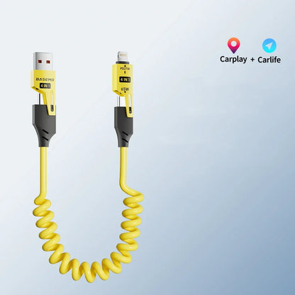 65W Car Charging Cable – Adjustable Length & Multi-Device Support