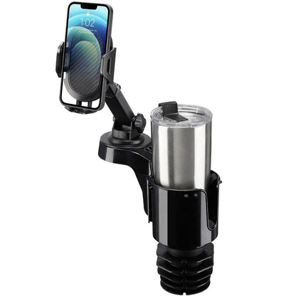 Adjustable Car Cup Holder Phone Mount with Dual Holder Design