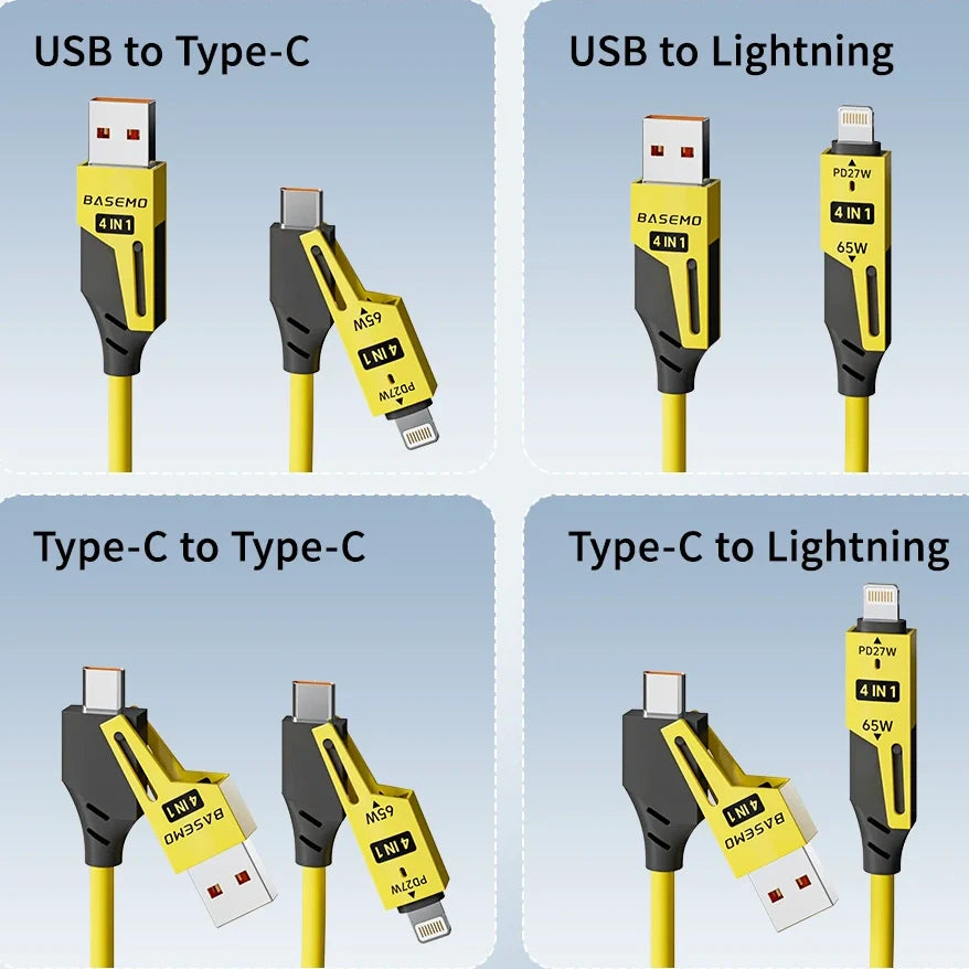 65W Car Charging Cable – Adjustable Length & Multi-Device Support