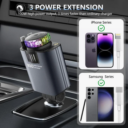 Starry Car Aroma Charger – 3-in-1 Cable, 120W Max, Stylish & Functional