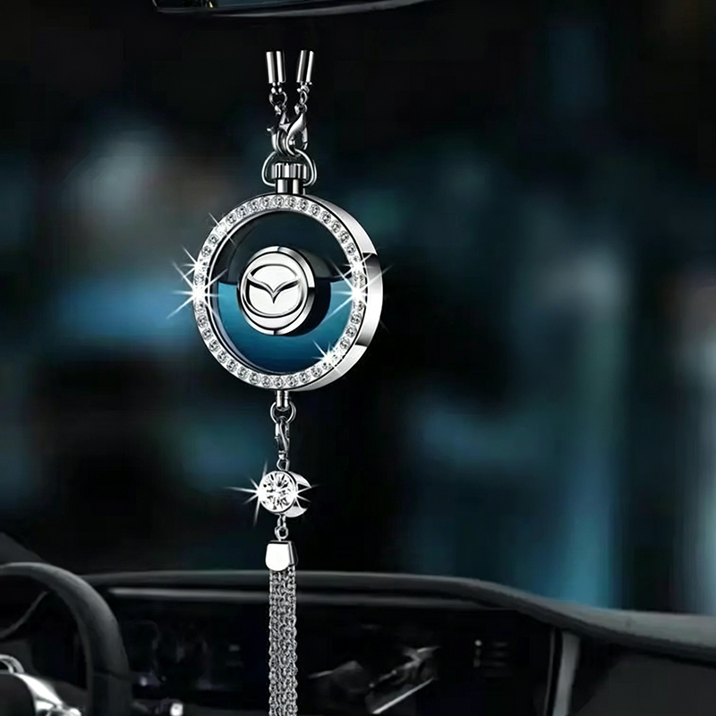 LuxDrive™ Crystal Logo-Refined Car Diffuser — Premium Metallic Hanging Pendant for Interior Aesthetics