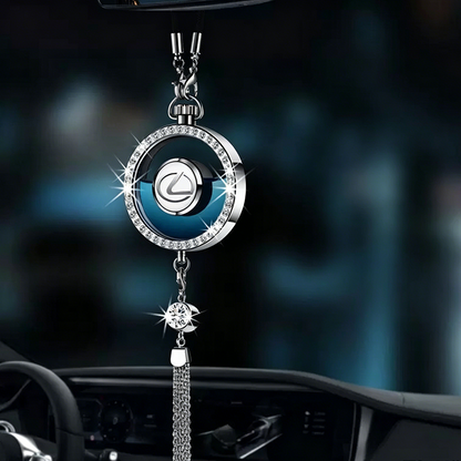 LuxDrive™ Crystal Logo-Refined Car Diffuser — Premium Metallic Hanging Pendant for Interior Aesthetics