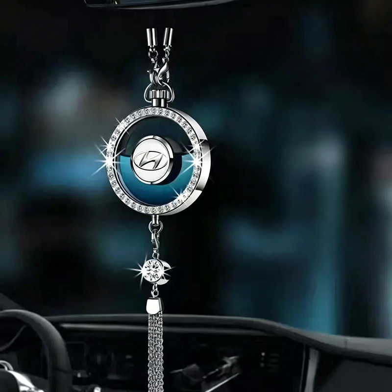 LuxDrive™ Crystal Logo-Refined Car Diffuser — Premium Metallic Hanging Pendant for Interior Aesthetics