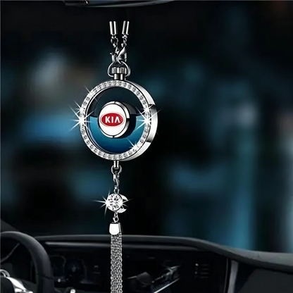 LuxDrive™ Crystal Logo-Refined Car Diffuser — Premium Metallic Hanging Pendant for Interior Aesthetics