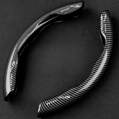 Premium Carbon Fiber Steering Wheel Cover - Clear and Glossy, Easy Installation, Universal Fit