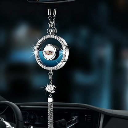 LuxDrive™ Crystal Logo-Refined Car Diffuser — Premium Metallic Hanging Pendant for Interior Aesthetics
