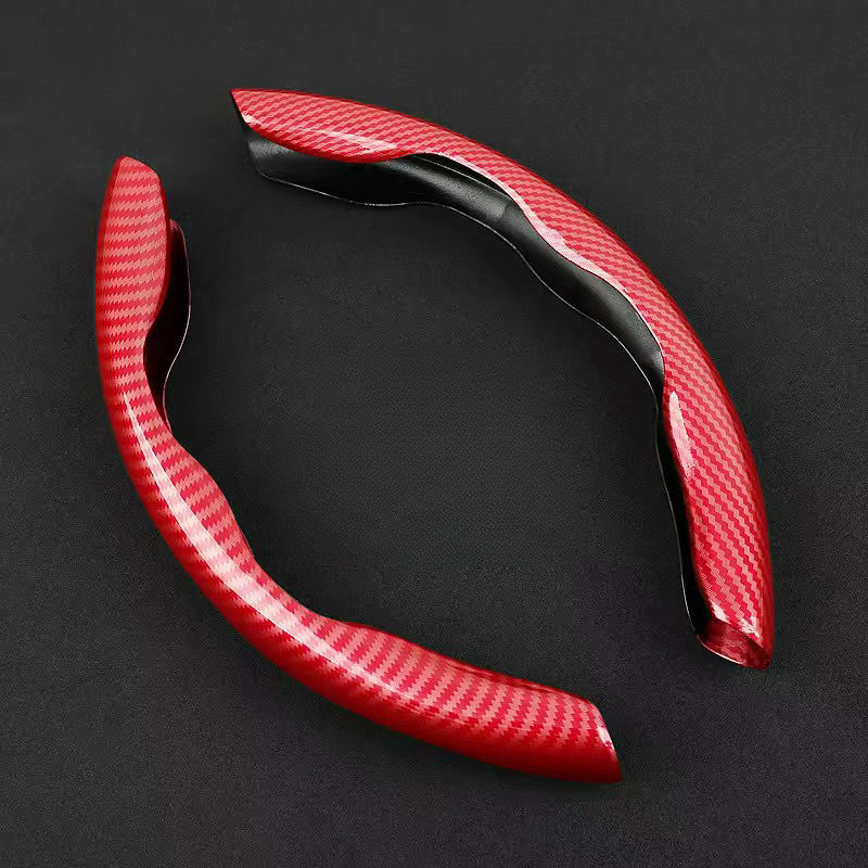 Premium Carbon Fiber Steering Wheel Cover - Clear and Glossy, Easy Installation, Universal Fit