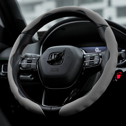 Premium Perforated Nappa Leather Steering Wheel Cover - Anti-Slip, Breathable, Scratch-Resistant, Easy to Clean