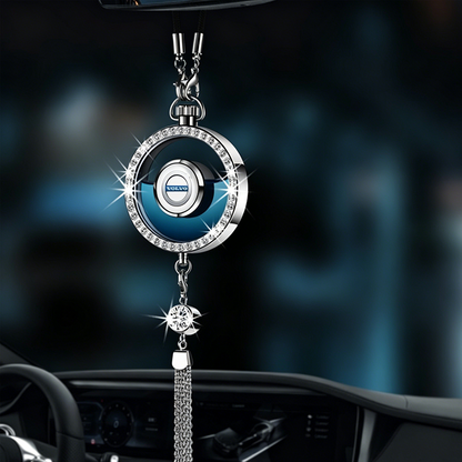 LuxDrive™ Crystal Logo-Refined Car Diffuser — Premium Metallic Hanging Pendant for Interior Aesthetics