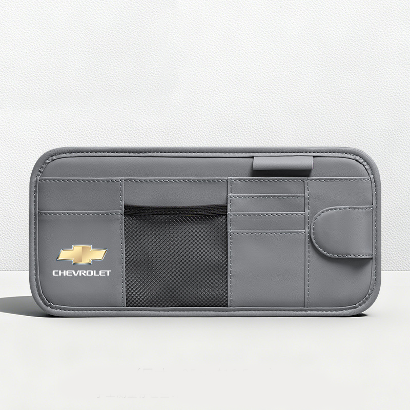 Car Sun Visor Leather Organizer Pouch with Magnetic Sunglasses Clip