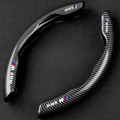 Premium Carbon Fiber Steering Wheel Cover - Clear and Glossy, Easy Installation, Universal Fit