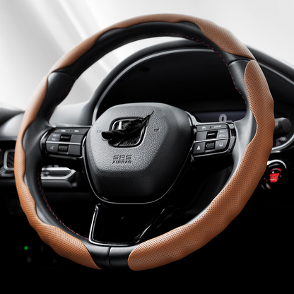 Premium Perforated Nappa Leather Steering Wheel Cover - Anti-Slip, Breathable, Scratch-Resistant, Easy to Clean