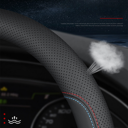 Premium Nappa Leather Steering Wheel Cover - Luxurious Comfort, Breathable Design, and All-Season Durability