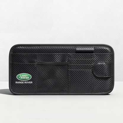 Car Sun Visor Leather Organizer Pouch with Magnetic Sunglasses Clip