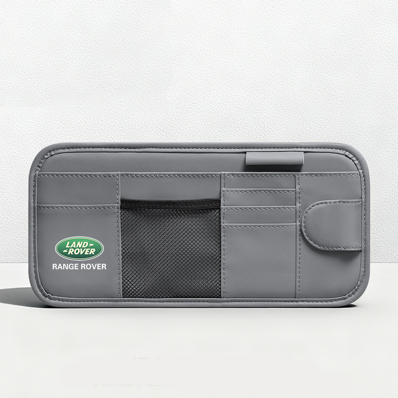 Car Sun Visor Leather Organizer Pouch with Magnetic Sunglasses Clip