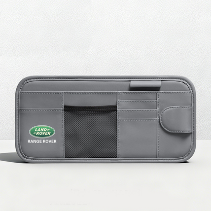 Car Sun Visor Leather Organizer Pouch with Magnetic Sunglasses Clip