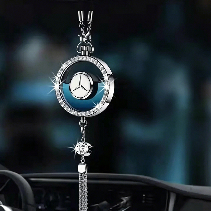 LuxDrive™ Crystal Logo-Refined Car Diffuser — Premium Metallic Hanging Pendant for Interior Aesthetics