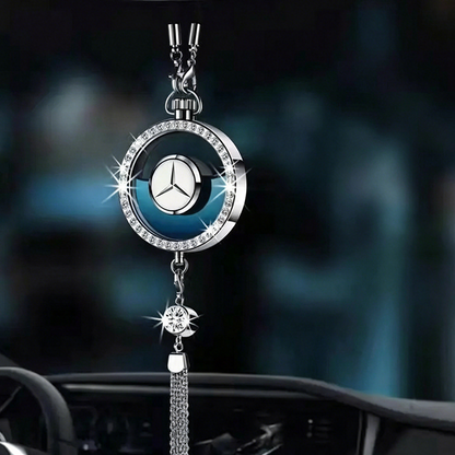 LuxDrive™ Crystal Logo-Refined Car Diffuser — Premium Metallic Hanging Pendant for Interior Aesthetics