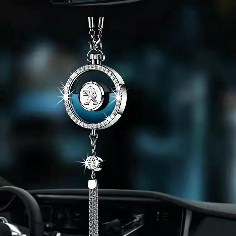 LuxDrive™ Crystal Logo-Refined Car Diffuser — Premium Metallic Hanging Pendant for Interior Aesthetics
