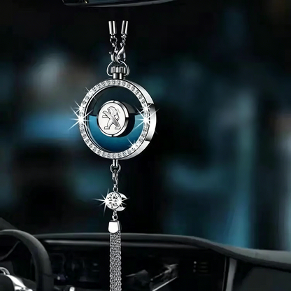 LuxDrive™ Crystal Logo-Refined Car Diffuser — Premium Metallic Hanging Pendant for Interior Aesthetics
