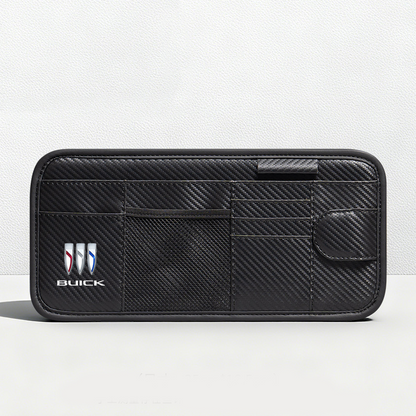 Car Sun Visor Leather Organizer Pouch with Magnetic Sunglasses Clip
