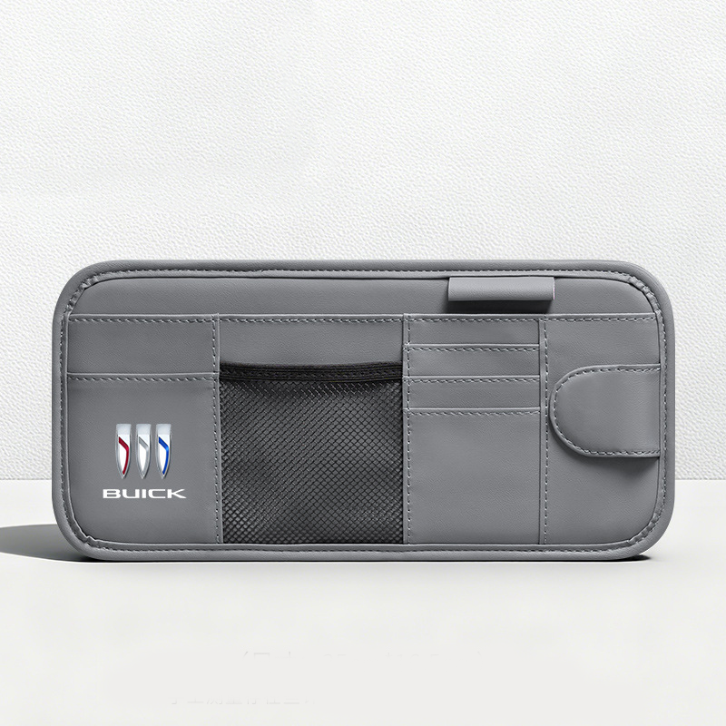 Car Sun Visor Leather Organizer Pouch with Magnetic Sunglasses Clip
