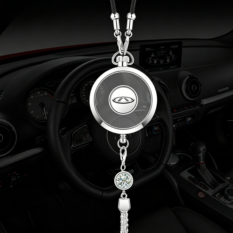 LuxDrive™ Crystal Logo-Refined Car Diffuser — Premium Metallic Hanging Pendant for Interior Aesthetics