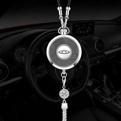 LuxDrive™ Crystal Logo-Refined Car Diffuser — Premium Metallic Hanging Pendant for Interior Aesthetics