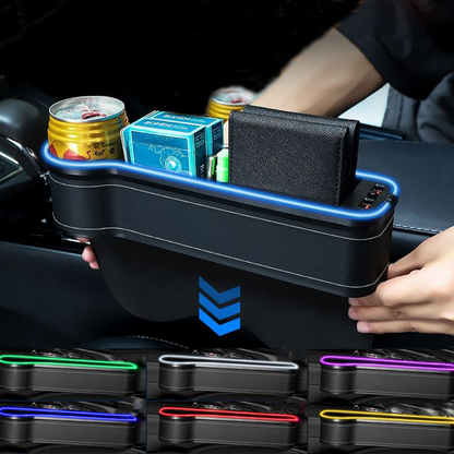 Multifunction Car Gap Storage Box – LED Light & USB Charging